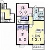 予讃線・内子線/端岡駅 徒歩23分 2階 築21年 2LDKの間取り