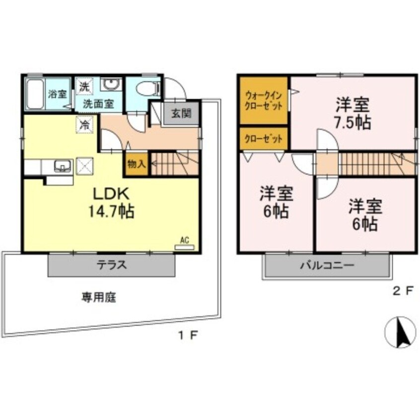 間取図 ローズコート伏石　B棟