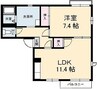 リベラ寺井　A棟 1LDKの間取り