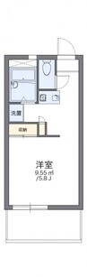 レオパレス栗林 1Kの間取り