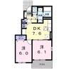 クラール鶴市Ｃ 2DKの間取り