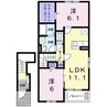 エベントⅡＡ 2LDKの間取り