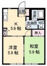 高松琴平電気鉄道<ことでん長尾線>/林道駅 徒歩6分 2階 築27年 2Kの間取り