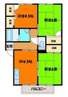 高徳線/木太町駅 徒歩12分 2階 築26年 3DKの間取り