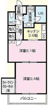 高松琴平電気鉄道<ことでん長尾線>/林道駅 徒歩12分 4階 築23年 2Kの間取り