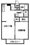 サンライフ植松A 1LDKの間取り