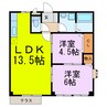 エルディム北B 2LDKの間取り