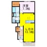 グラントジェルメ弐番館 1LDKの間取り