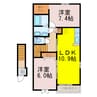 グラントジェルメ弐番館 2LDKの間取り
