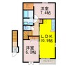 グラントジェルメ弐番館 2LDKの間取り