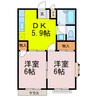 エルディム長谷川　Ⅰ 2DKの間取り