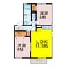 サンライズ 2LDKの間取り