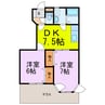 エクセラン 2DKの間取り