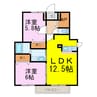 プリュジュール 2LDKの間取り