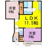 プリムベール 2LDKの間取り