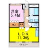 グランディール 1LDKの間取り