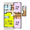 ヌーベルメゾン 2LDKの間取り