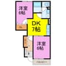 ラ・カーサ・コモダ 2DKの間取り