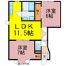 カーサ花咲 2LDKの間取り