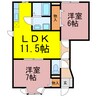 カーサ花咲 2LDKの間取り