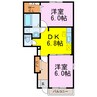 STELLA COURT Ⅰ 2DKの間取り