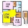 アルカンシェルシャトーⅡ 2LDKの間取り
