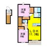 アーバンヒルズⅡ号館 2LDKの間取り