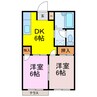 エルディム比治山 2DKの間取り