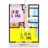 メルヴェーユ 1LDKの間取り
