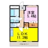 メルヴェーユ 1LDKの間取り
