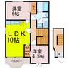 ロージーヒルズ壱番館 2LDKの間取り