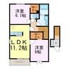 カルム　スクエアⅠ 2LDKの間取り