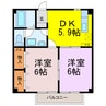 シティ２１世紀 2DKの間取り