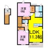 アンソレイエⅠ 2LDKの間取り