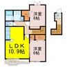 フラワーグレイス 2LDKの間取り