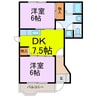 CRESTALLⅡ番館 2DKの間取り