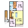アンソレイエⅥ 2LDKの間取り