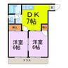 コプレイプレイス 2DKの間取り