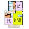 プラウドパークス 2LDKの間取り