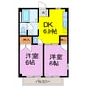 アーバンハイツB 2DKの間取り
