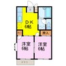 エルディムみなみ　Ⅱ 2DKの間取り