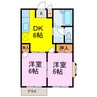エルディムみなみ　Ⅱ 2DKの間取り