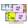 サンプラッツB棟 2Kの間取り