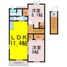 プラムハウスⅢ 2LDKの間取り