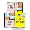 メゾンリバーサイド 2LDKの間取り