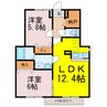 メゾンリバーサイド 2LDKの間取り