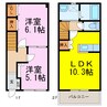 メゾン・ド・ルビナス 2LDKの間取り