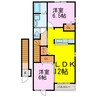 ヴァレンシア 2LDKの間取り