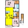 パークサイド・プリムラⅡ 2LDKの間取り