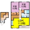 リバーサイドB 2LDKの間取り